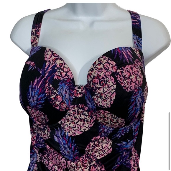 TORRID Pineapple Push-Up Demi Slim Fix Swimsuit Sz 4XL - Picture 6 of 16